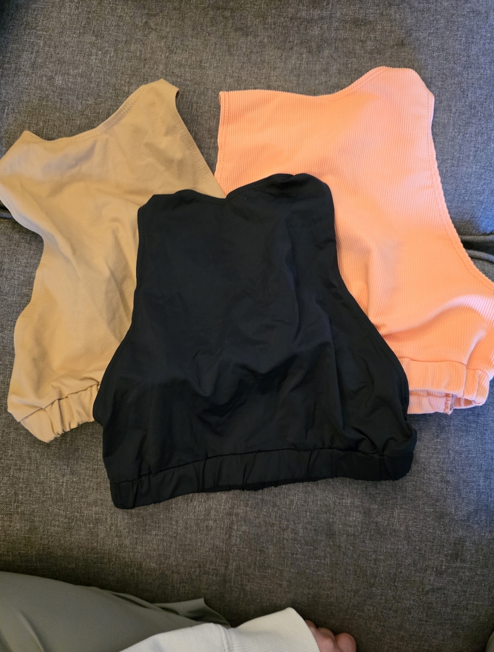 Nwot 3-Pack Bundle Fashion Nova Crop Tops Criss Cross Back‎ - Black, Peach, Nude